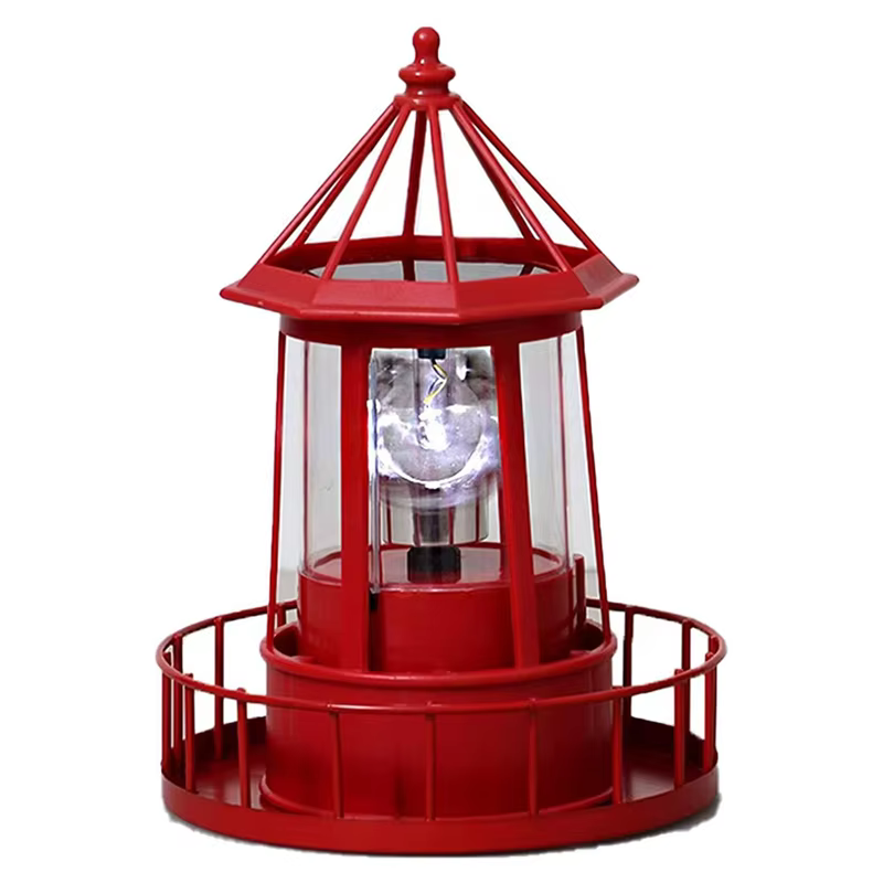 Phare solaire à LED, lampe rotative résistante à 360, décoration de cour, tours de jardin étanches, 
