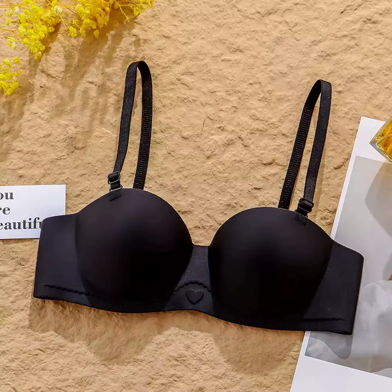 Soutien-gorge demi-tasse pour femmes, sous-vêtements antidérapants pour petits seins froncés sans ma