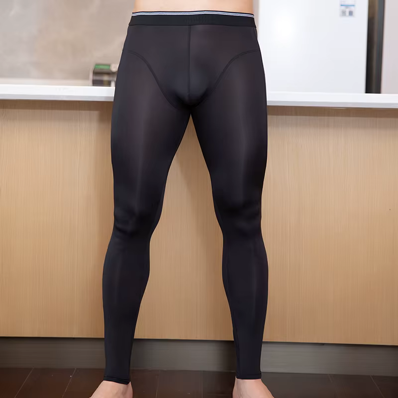 Leggings transparents minces et maigres pour hommes, pantalons longs Johns, bas transparents confort