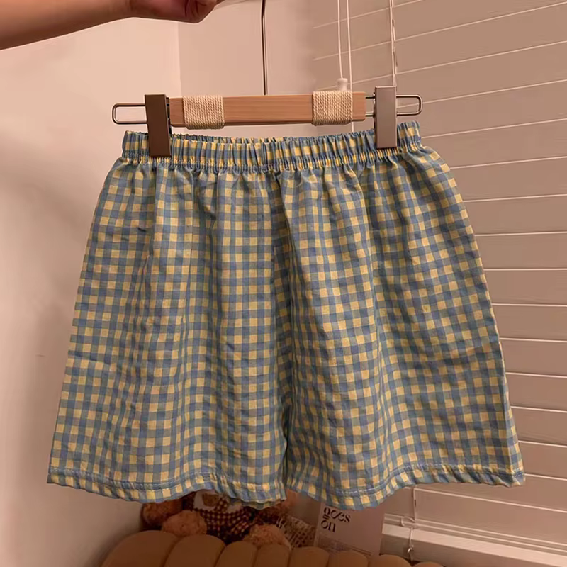 Nouveau short d'été pyjamas coton femmes Shorts bas pour femmes pantalons doux imprimé à carreaux pa