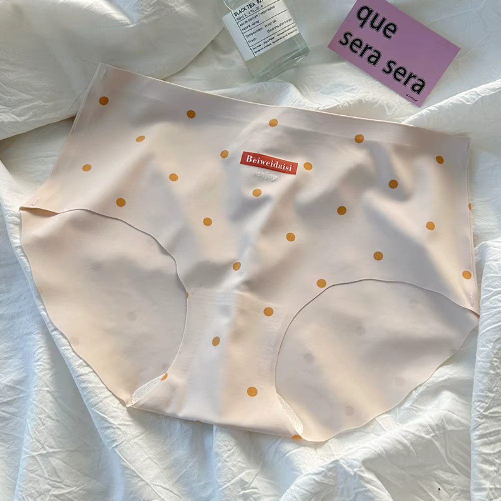 Culottes Douces en Soie Glacée à Pois Taille Moyenne pour Femme – Sous-vêtements Confortables et San