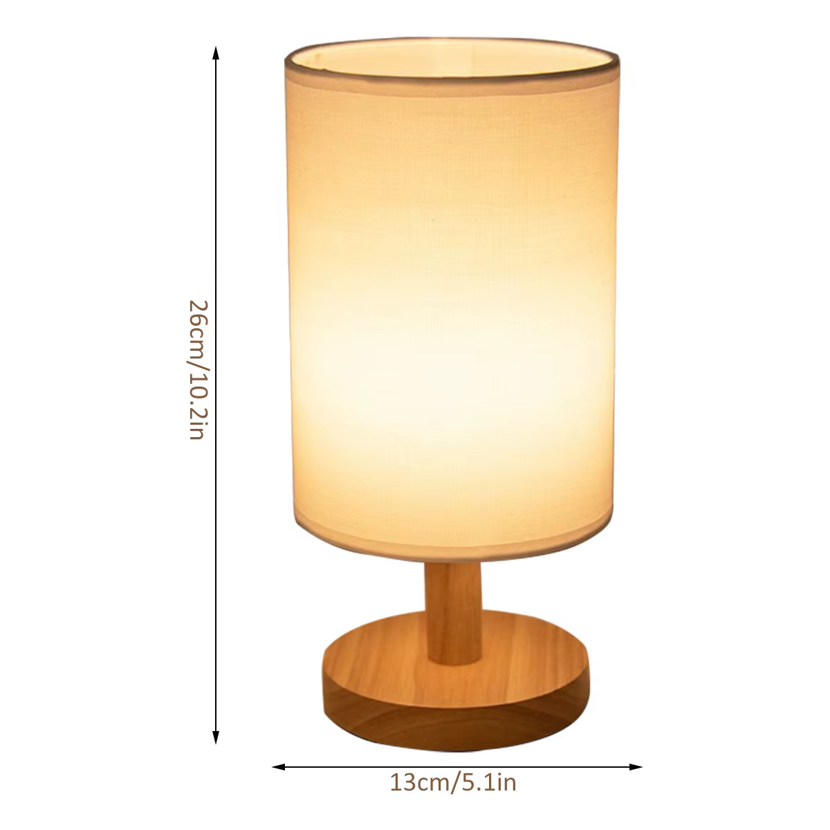 Veilleuse en bois massif, lampe de table en lin, lampe de bureau à LED, protection des yeux, lampe d