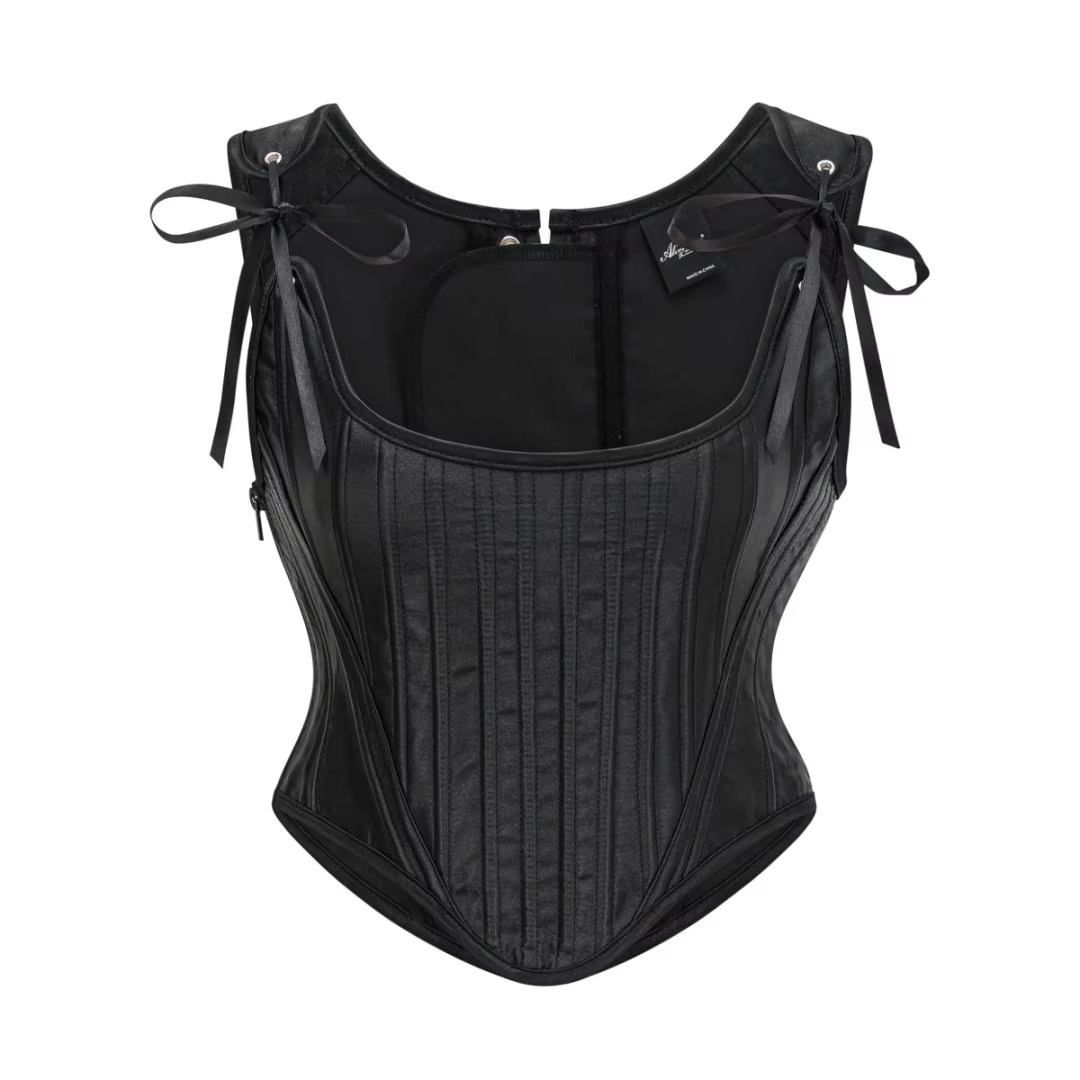 Rose Satin surbuste à lacets bretelles Sexy haut Corset femme gothique taille formateur gilet Steamp