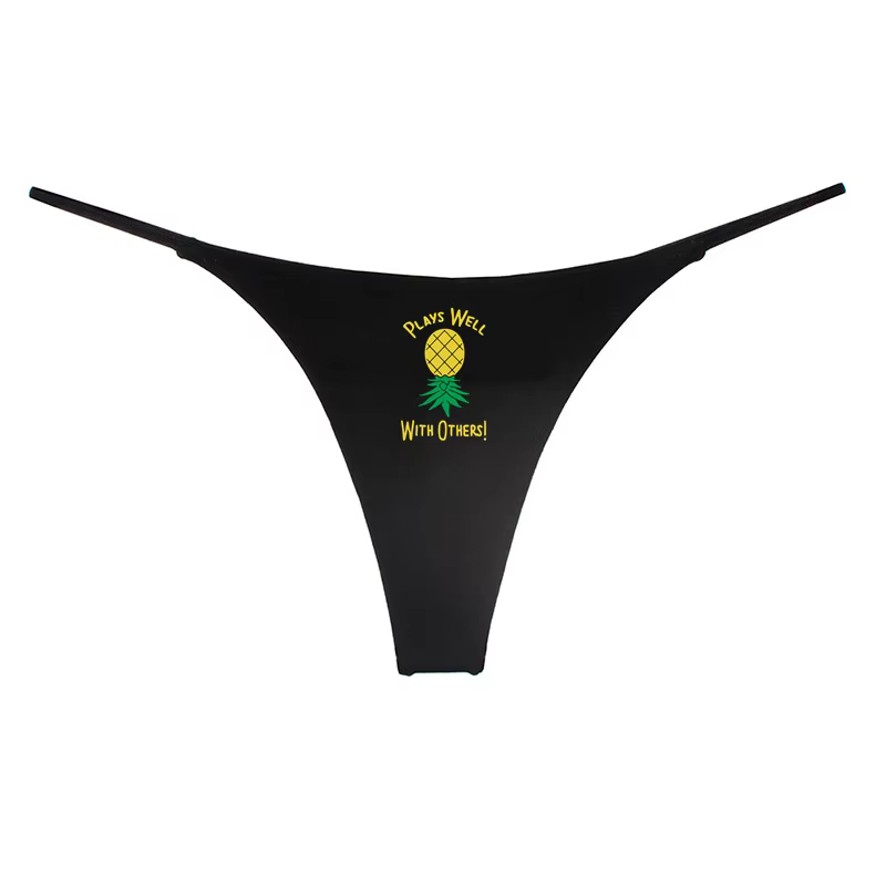 UPSIDE DOWN PINEAPPLE Sous-vêtements chauds en coton pour femme String à fines bretelles double couc