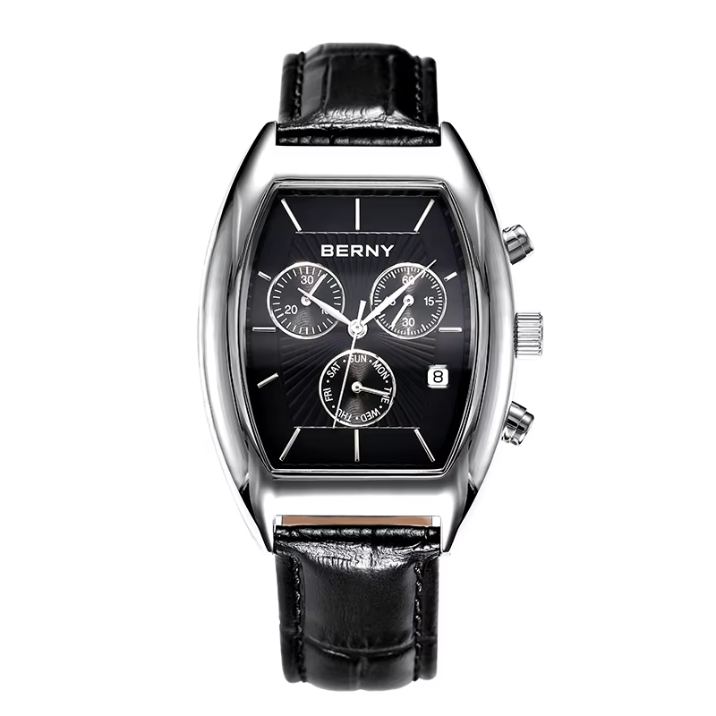 Montre pour homme BERNY, montre classique à quartz chronographe pour homme, cadran multifonction, st