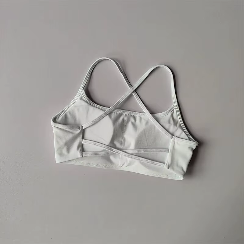 Soutien-gorge de yoga dos croisé à fines bretelles avec coussinets, sexy, dos large ouvert, respiran