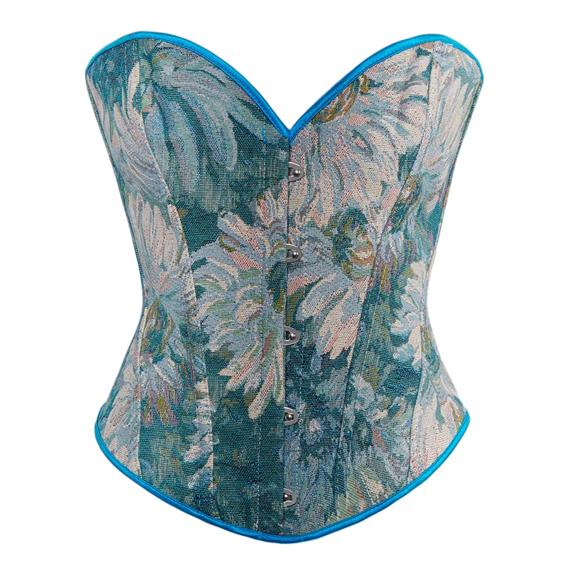 Corset en os avec bretelles serrées, costume de palais sexy, cadre en acier, gilet multicolore audio