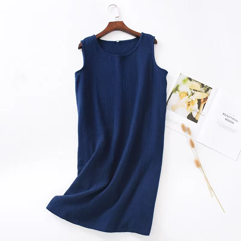 Chemise de nuit en fibre de coton pour femmes, vêtements de nuit monochromes, chemise de nuit d'été,