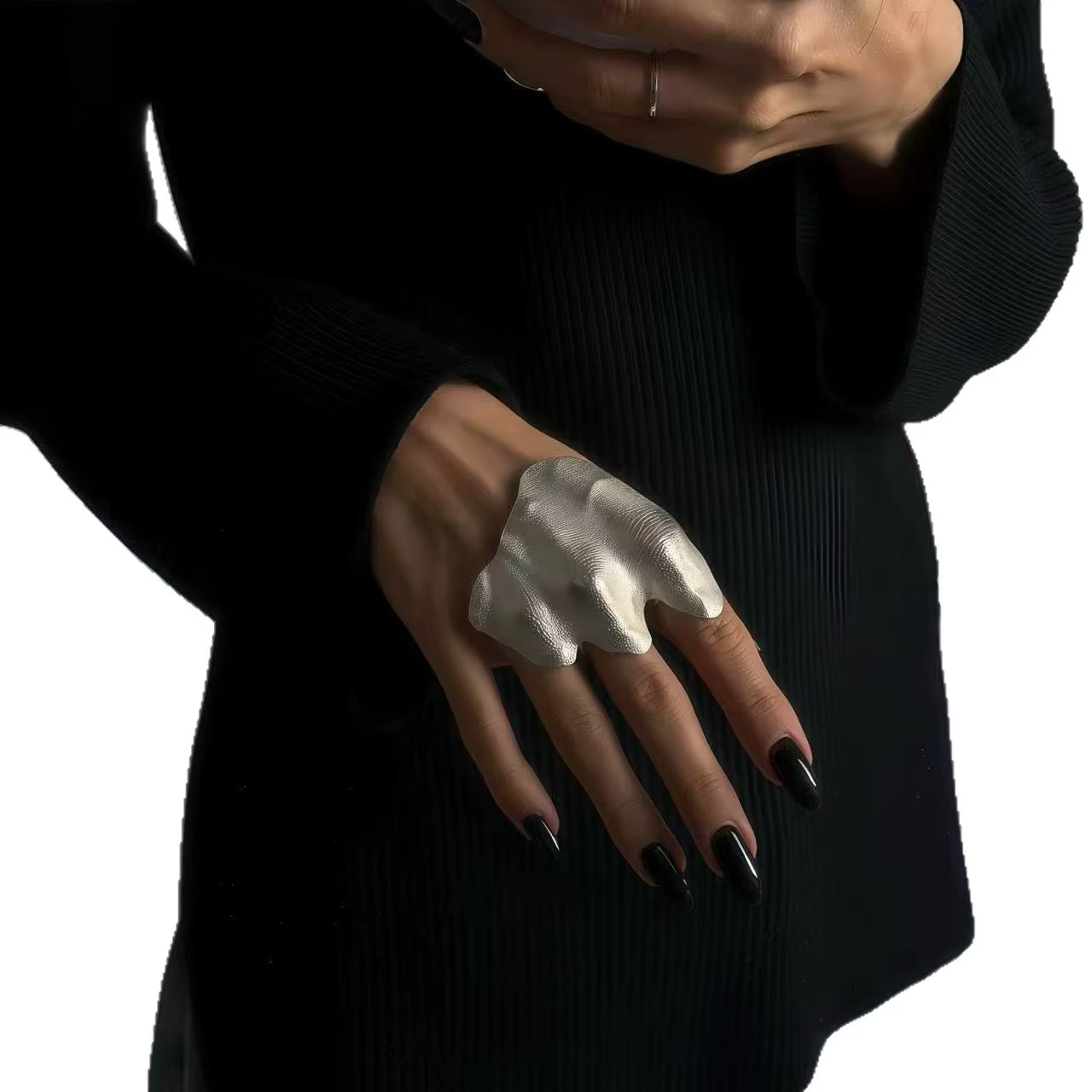 Bague d'articulation plissée irrégulière artistique, Design de Niche minimaliste, bague Unique exqui