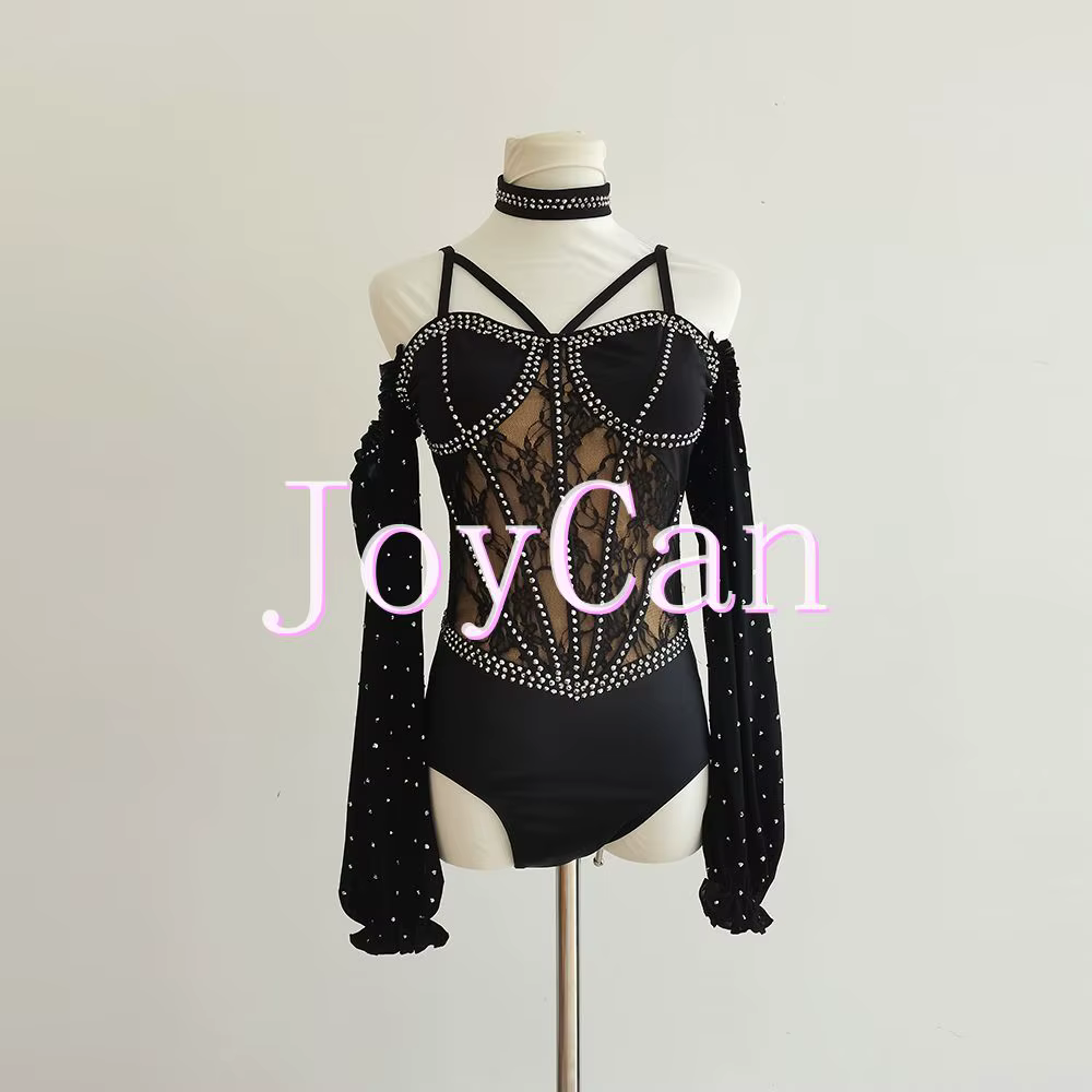 Robe de danse lyrique JoyCan, diamants noirs, costume de danse jazz, vêtements sans manches, tenue d