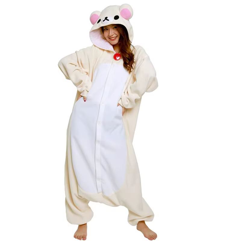 Pyjama combinaison adulte motif ours détendu, personnages de dessins animés japonais mignons, pyjama