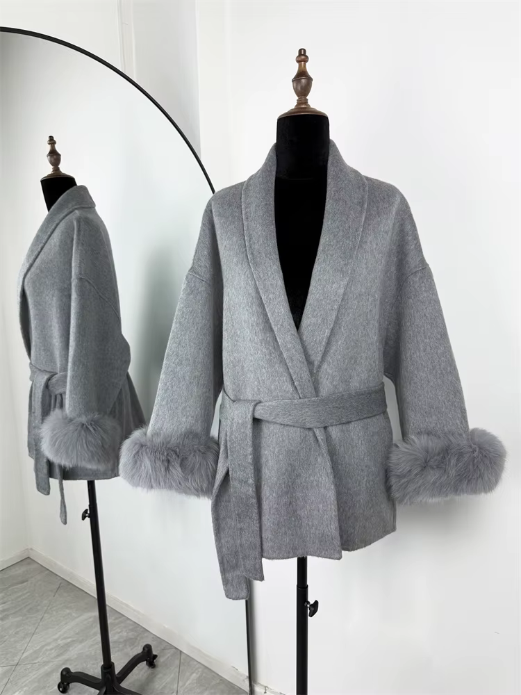 Tossy Fox fourrure laine pardessus femmes manteau court bureau dame élégant Double face laine mantea
