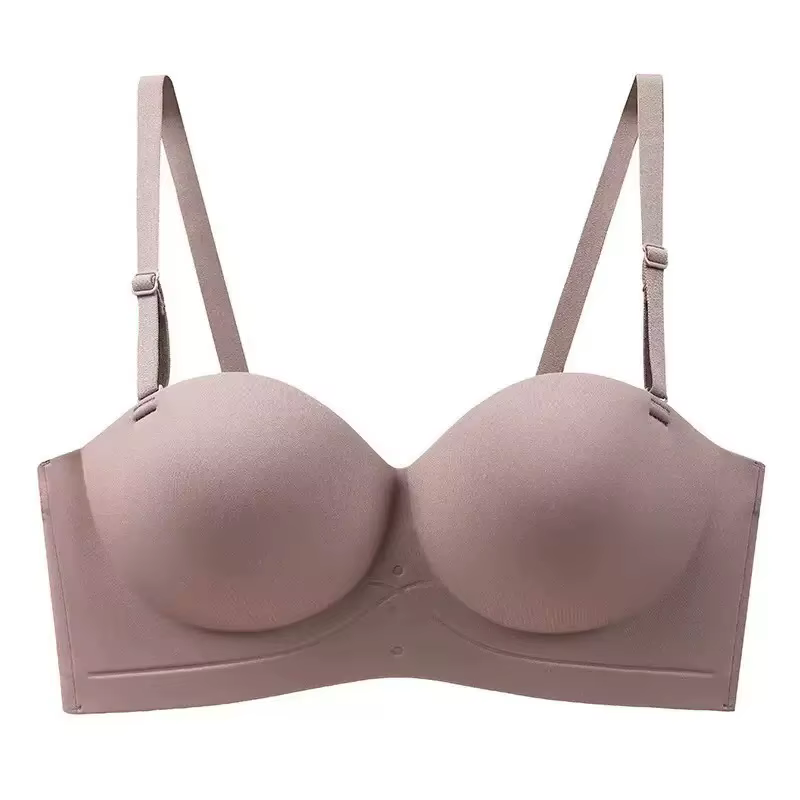 Demi-tasse de soutien-gorge à bretelles sans cicatrice, sans anneaux en acier, rassemblement de sein