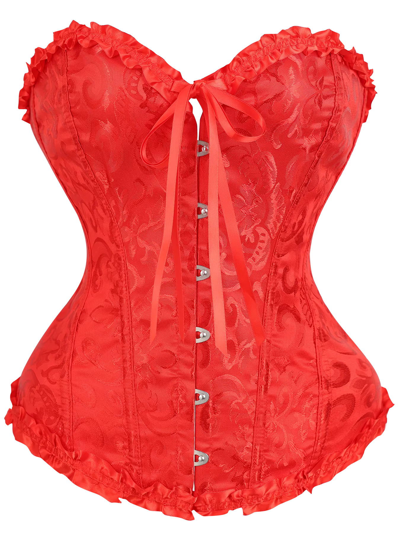 Haut corset jacquard rouge, bustier sans bretelles avec baleines en acier et dos lacé pour mariage, 