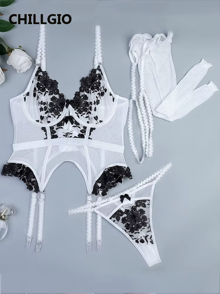 MiniInTheBox LGIO-Ensemble de Lingerie Pure pour Femme, Sous-Vêtements Push Up, Bas Sexy, Broderie F