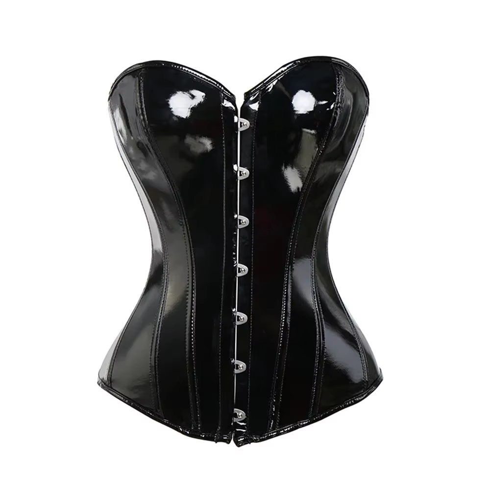 Corsets Sexy pour femmes, Bustier Steampunk, rouge, rose, noir, brillant, en cuir PVC, corsage gothi