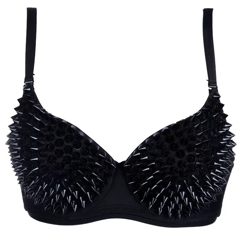 Soutien-gorge push-up doré et argenté pour femme, sous-vêtement sexy, style rock, punk, punk, boîte 