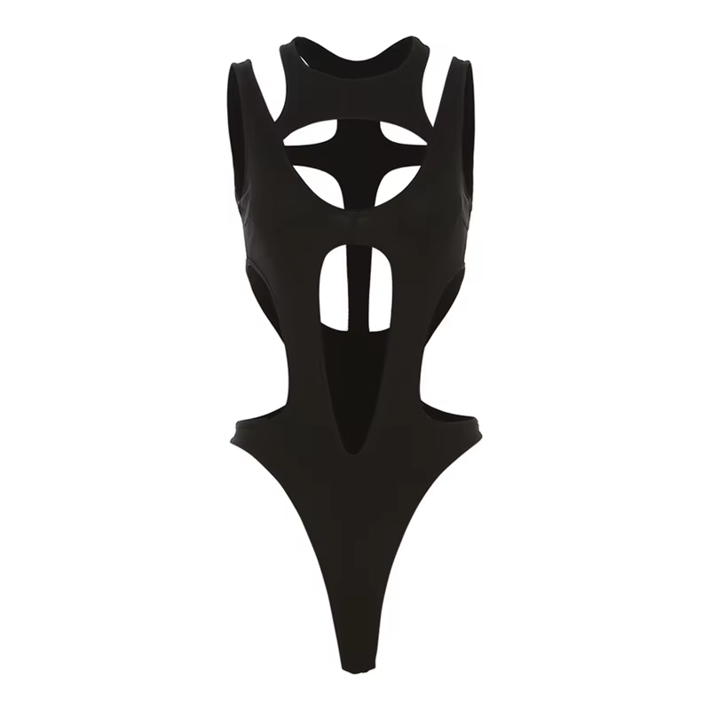 Body gothique ajouré pour femmes, Sexy, Techwear, mode Y2k, Patchwork, hauts Grunge, dos nu, coupe h