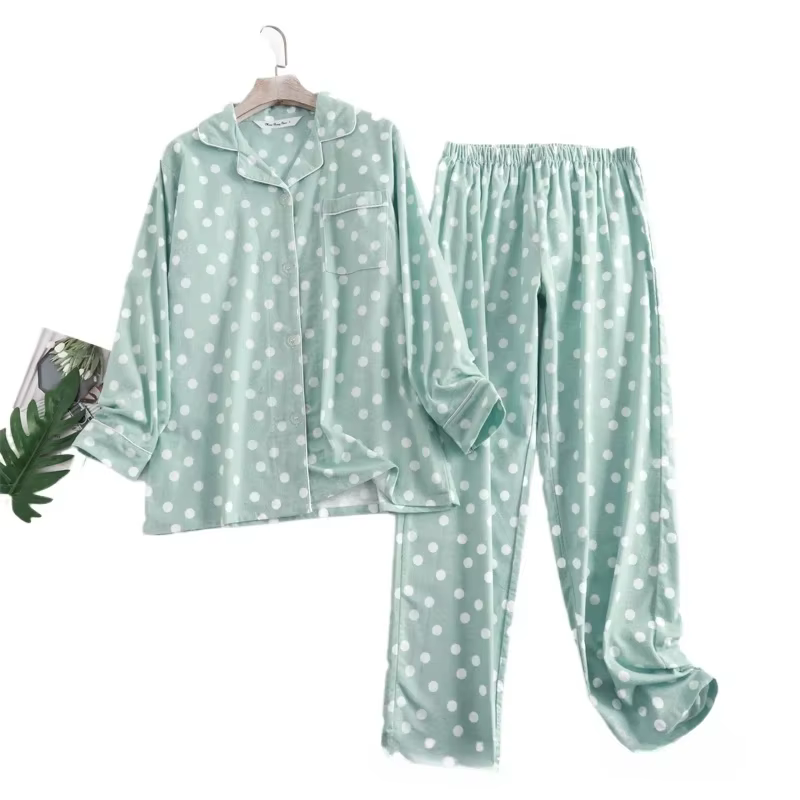 Ensemble pyjama pantalon Long en flanelle de coton pour femmes, vêtements de nuit, Design à carreaux