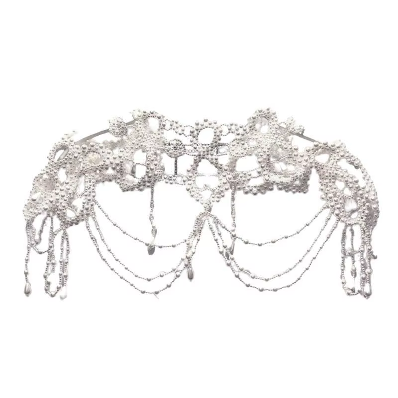 Collier perles multicouches à mode 39BD, élégant, châle enveloppant les épaules, bijoux poitrine pou
