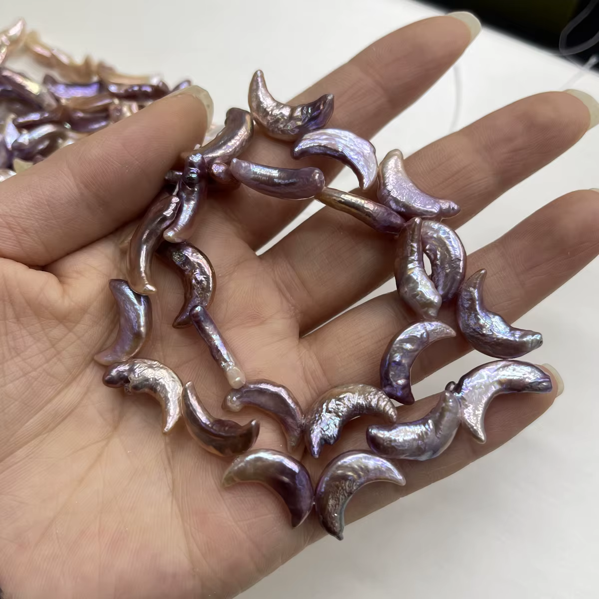 Perles de culture d'eau douce naturelles, forme baroque lune, semi-finies, en vrac, pour la fabricat