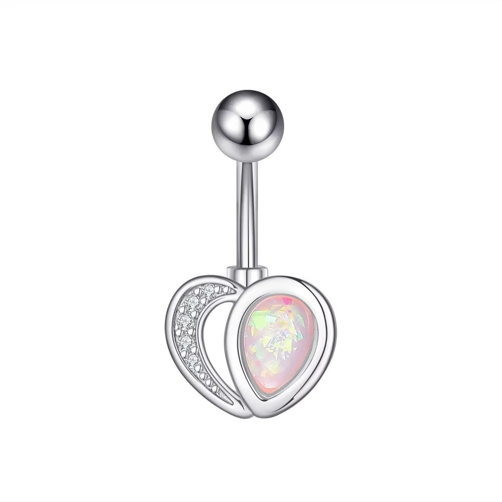Piercing de nombril Papillon Personnalisé en Forme de Cœur Courbé avec Zircon, Bijou de Corps Hip Ho