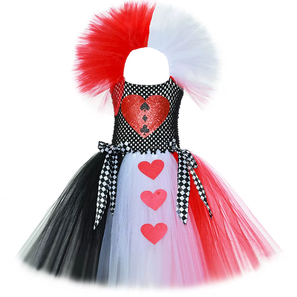 Costume reine des coeurs pour filles, vêtements fantaisie de princesse, robe Tutu reine rouge du pay