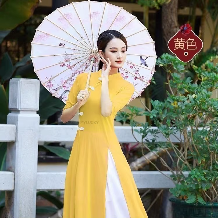 Femmes Aodai Vetnam vêtements longue Cheongsam Aodai vietnamien robe traditionnelle danse folkloriqu