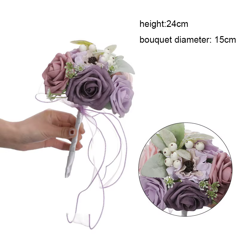 YeeNanee Bouquet de mariage doré en forme d'anneau pour demoiselles d'honneur, couronne florale en m