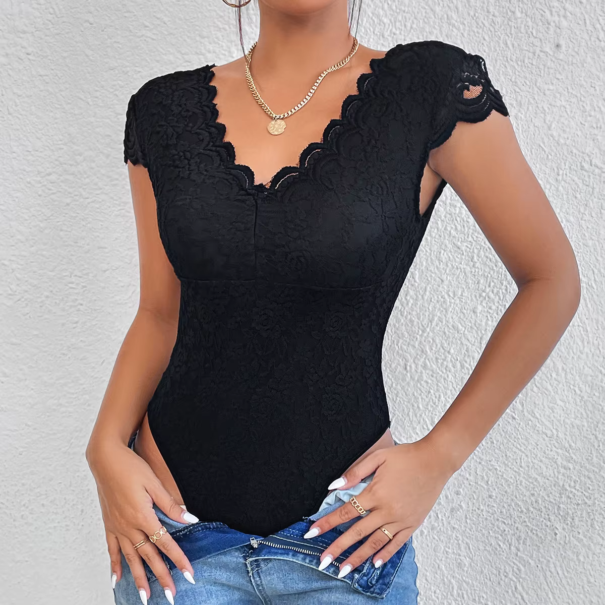 Body Teddy en dentelle contrastée pour femmes, broderie florale, Sexy, col en V, dos nu, élégant, Y2