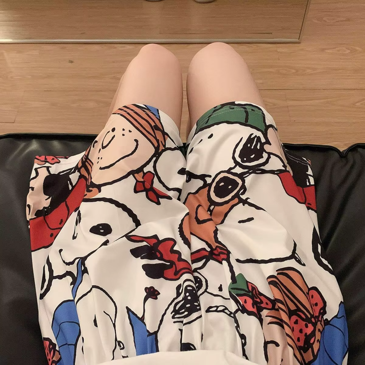 Pantalon de pyjama court à motif Snoopy Anime, décontracté, ample, grande taille, pantalon de pyjama