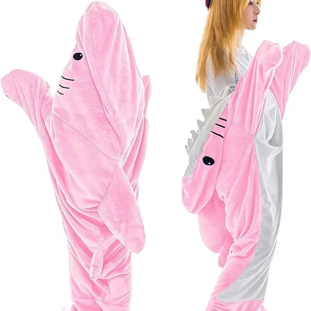 Pyjama Chaud Requin Une Pièce, Combinaison Couverture Portable, Costume Cosplay pour Hommes et Femme