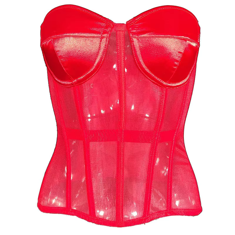 Corset bustier sans bretelles pour femmes, avec soutien-gorge, maille respirante, corsage désossé, c