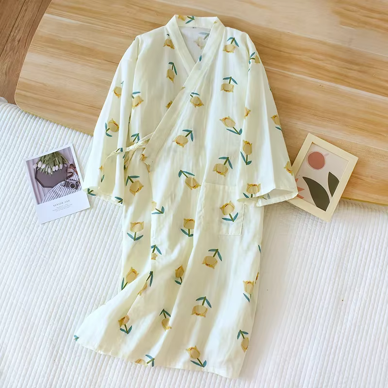 Pyjama kimono de style japonais, chemise de nuit en gaze de coton 100% pour femmes, SPA yukata, vête