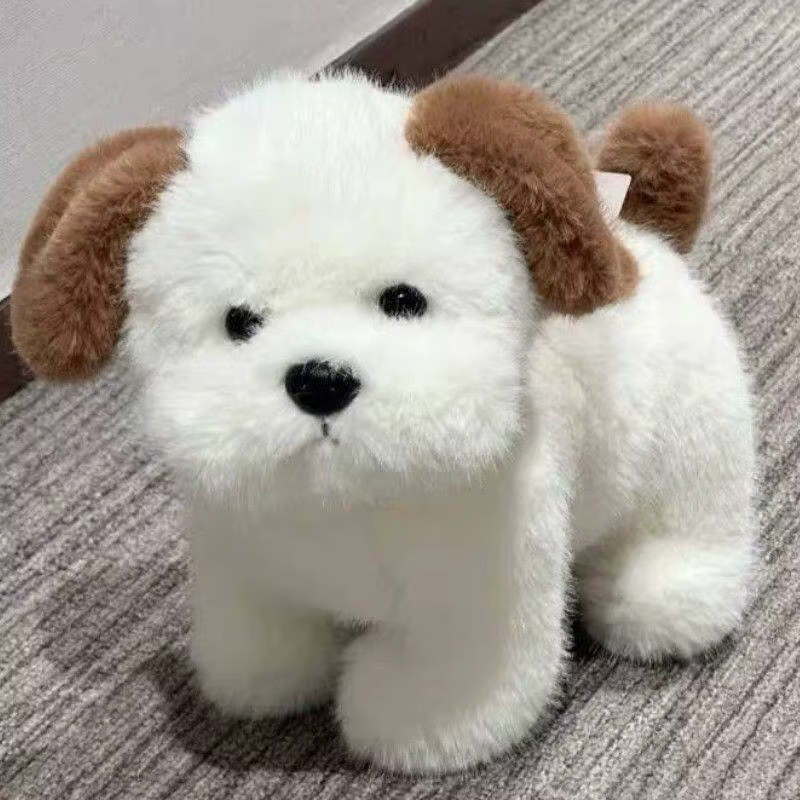 Peluche chiot grincheux mignon, blanc et marron, cadeau d'anniversaire pour filles, meilleurs amis,