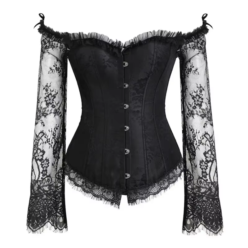 Femmes Sexy hauts Corset manches longues victorien Bustier Vintage gothique surbuste Burlesque manch