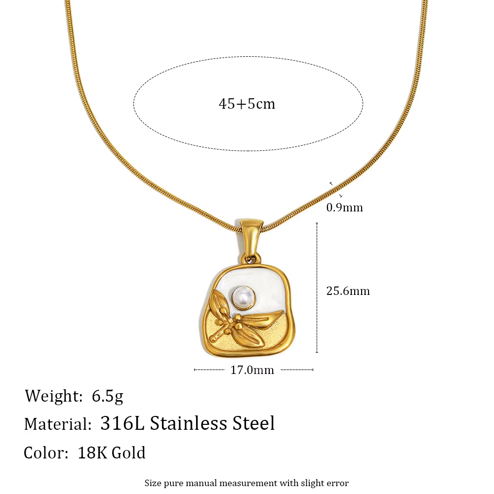 E.B.belle – collier à breloques en forme de fleur en émail, Style Vintage, en acier inoxydable plaqu