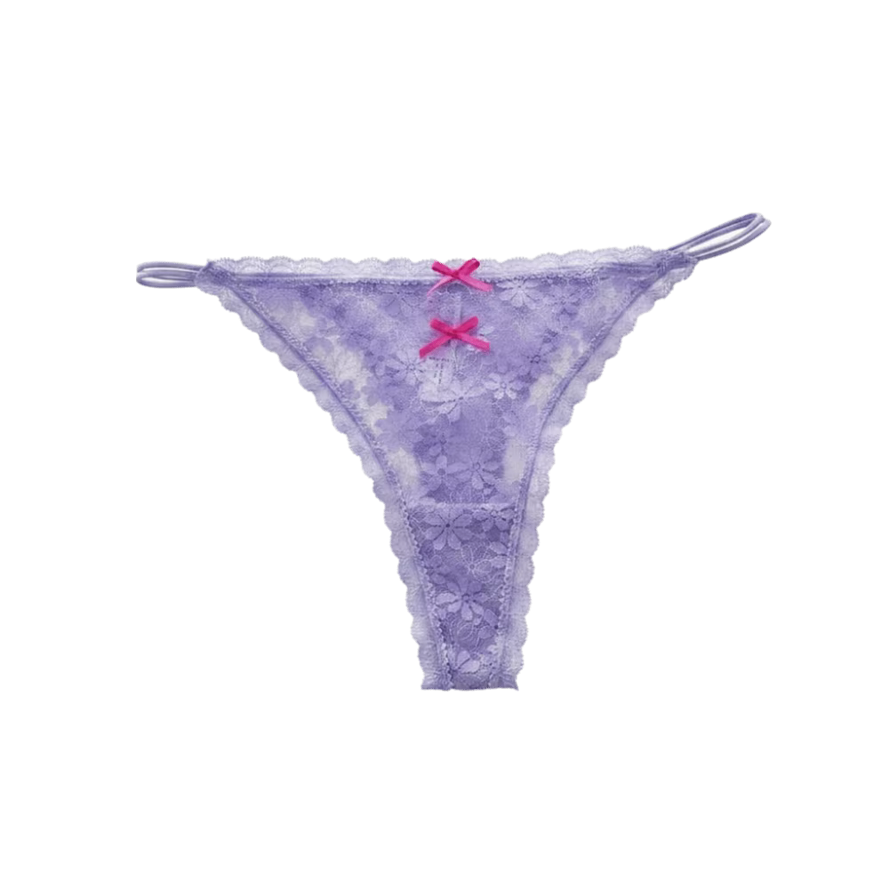 String transparent en dentelle pour femme, style doux ajouré, sous-vêtement sans couture à fines bre