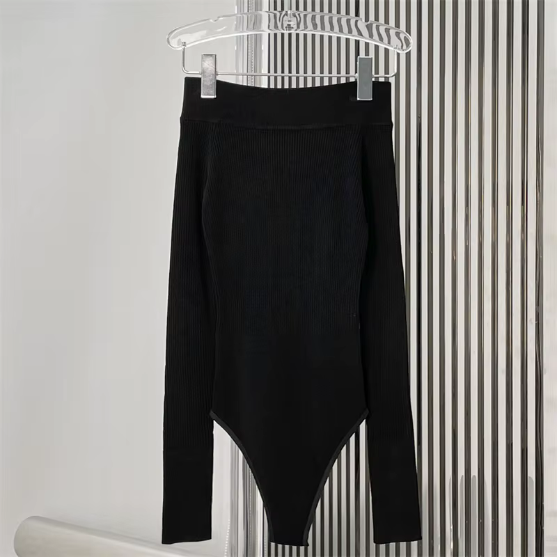 Body femme 2026 Nouvelle collection été – Haut moulant à manches longues et épaule unique en maille 