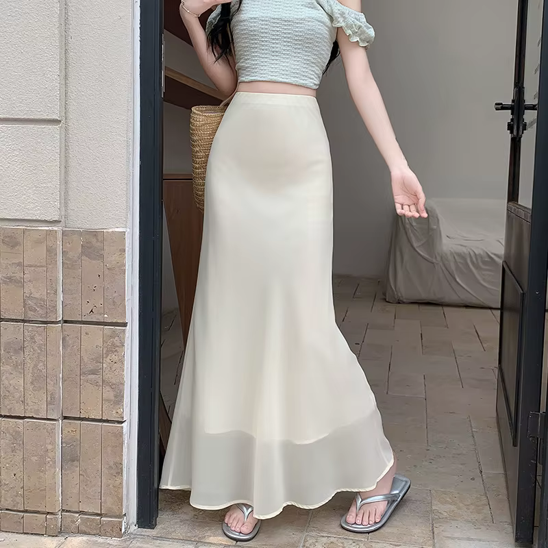 Jupe queue de poisson en polyester pour femme, style tendance et sexy, couleur unie, collection été