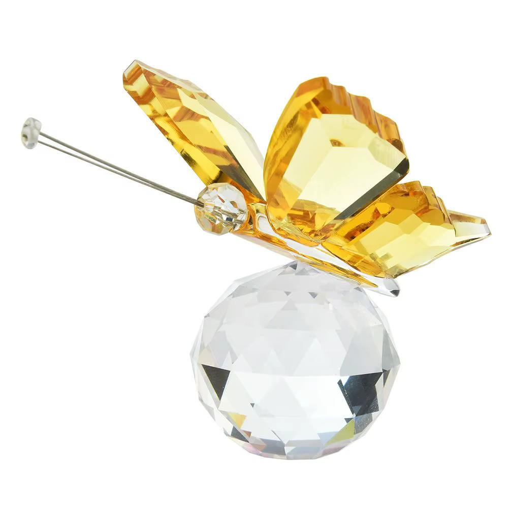 Ornement Papillon Multicolore en Cristal Blanc, Papillon Mignon et Vif, Artisanat en Verre Fait Main