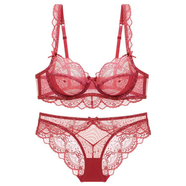 Ensemble de soutien-gorge en dentelle française pour femme, haut de soutien-gorge sans éponge, coton