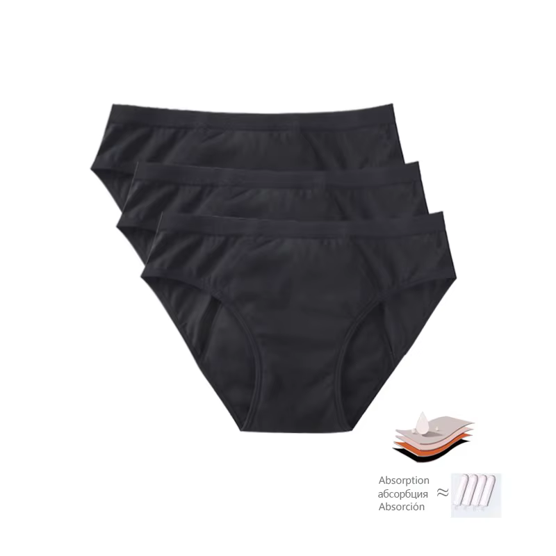 3 pièces culotte menstruelle à flux lourd 4 couches femmes période sous-vêtements physiologiques tai