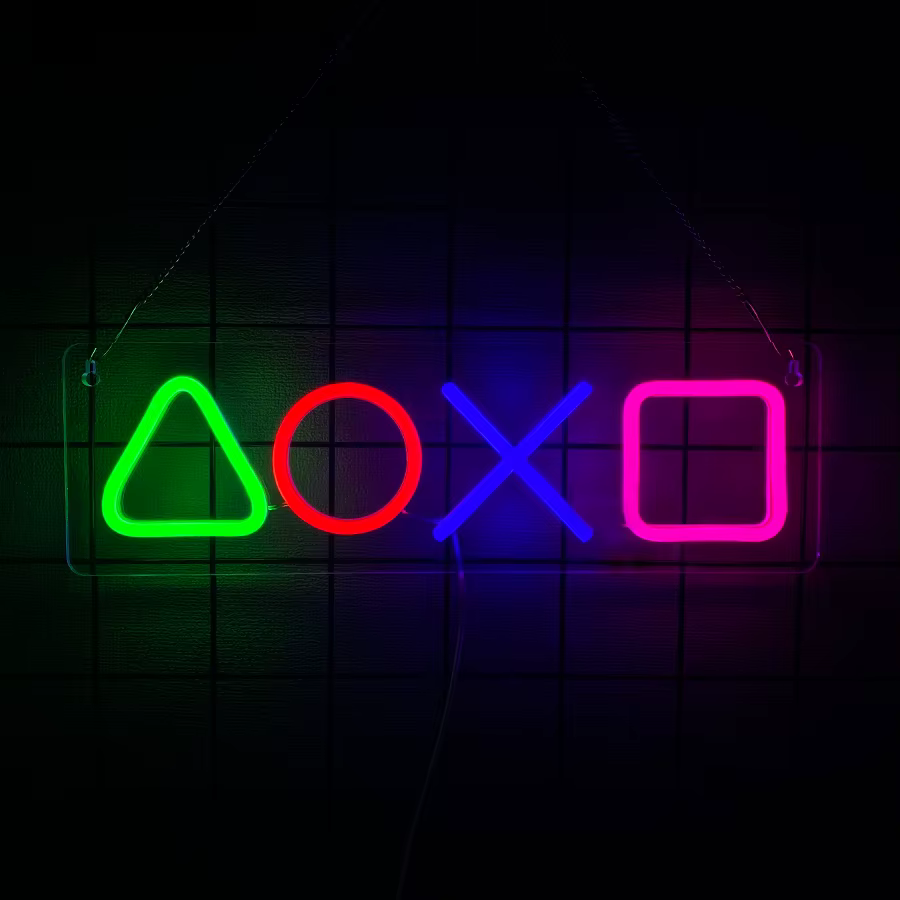 PS4 jeu icône néon signe lumière pour salle de jeu décoration tenture murale atmosphère lampe LED co