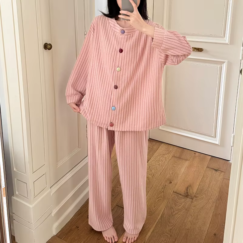 Pyjamas pour femmes en automne et en hiver, ensembles chauds en cachemire épais, vêtements de maison