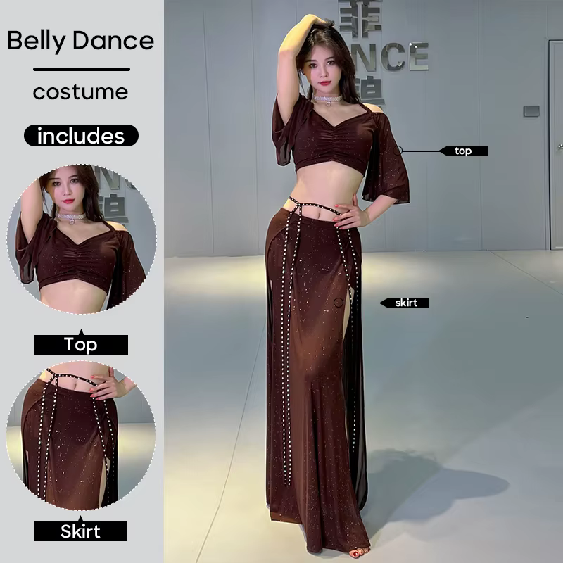Costumes de danse du ventre Sexy, ensemble 2 pièces, haut et jupe, tenue pour femmes, Costume de dan