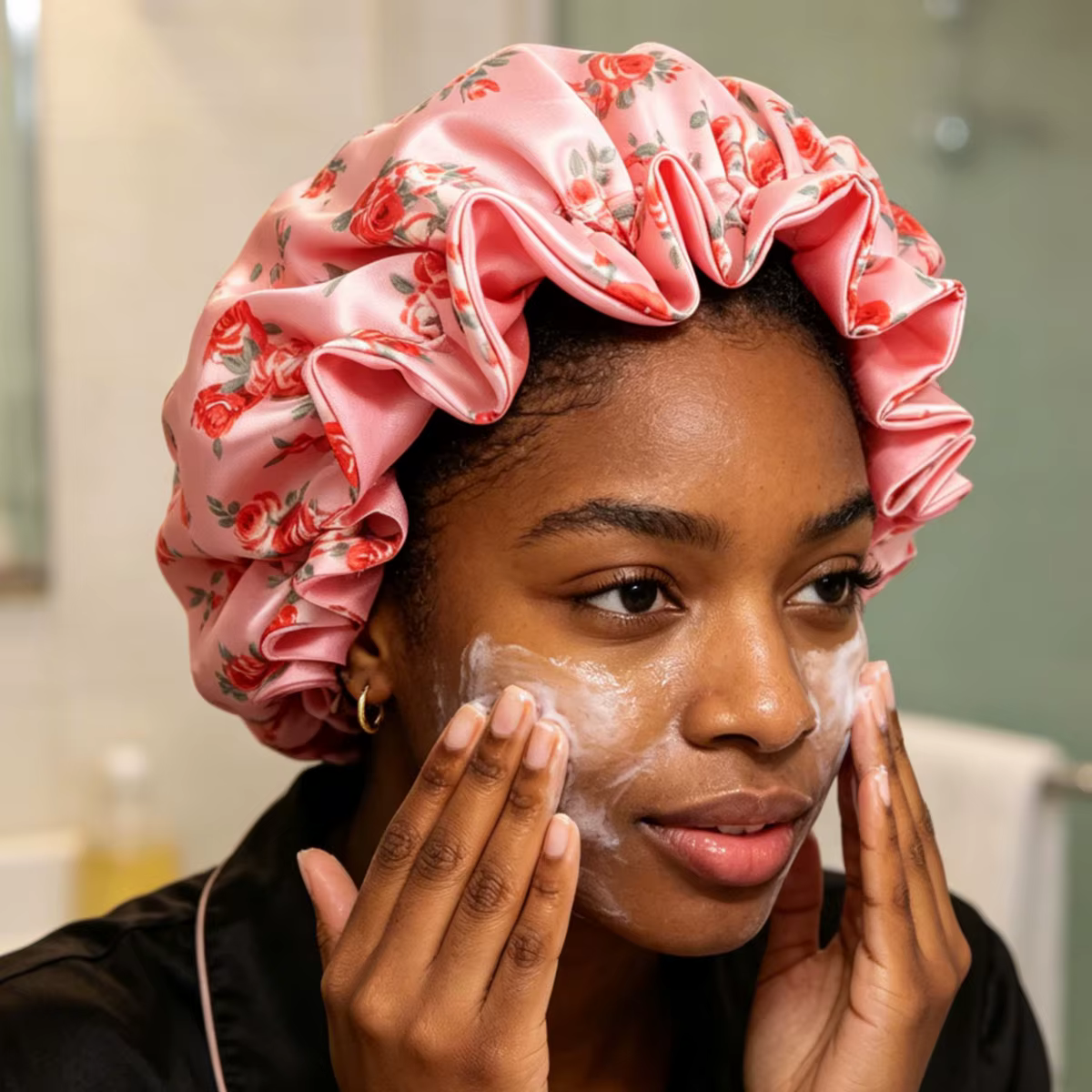 Bonnet de nuit en soie satinée double couche de luxe pour femmes, doux et respirant, pour la protect