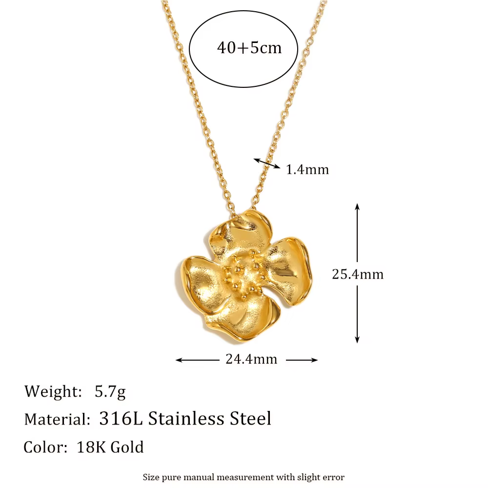E.B.belle-Collier pendentif fleur de style vintage, bijoux en métal, haute qualité, acier inoxydable