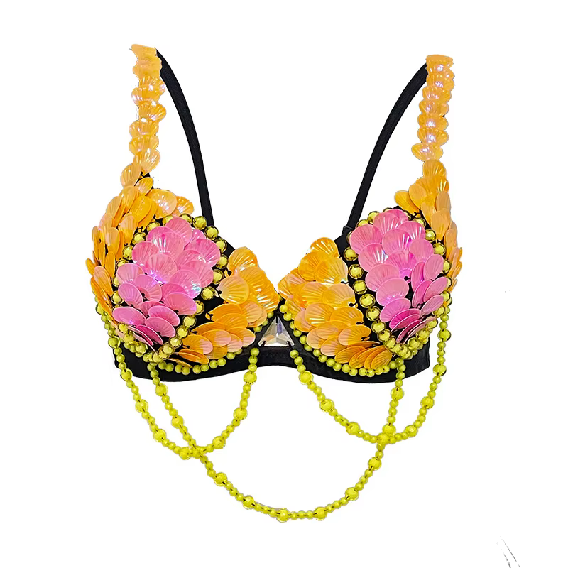 Haut de soutien-gorge Festival éblouissant – Soutien-gorge de danse du ventre fait à la main pour ca