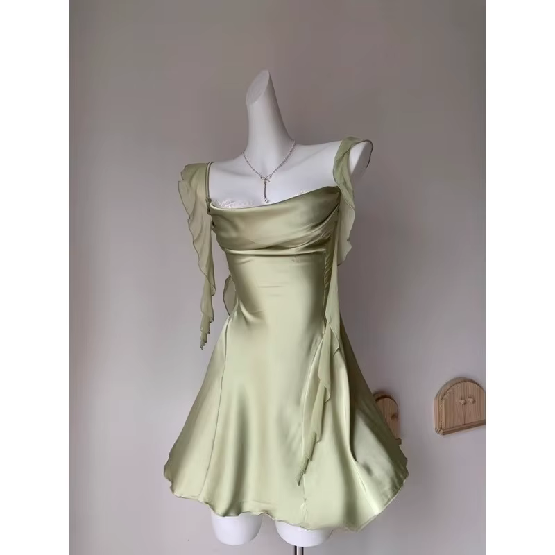 Chemise de nuit Vintage pour dames col pivotant soie douce dentelle gland chemises de nuit vêtements
